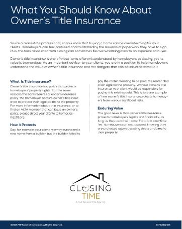 What You Should Know About Owner's Title Insurance